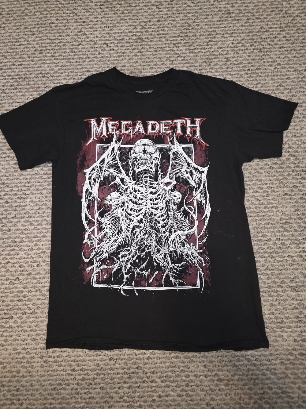 Mega Deatg Size Med Black Graphic Band Tee - Skeleton Design